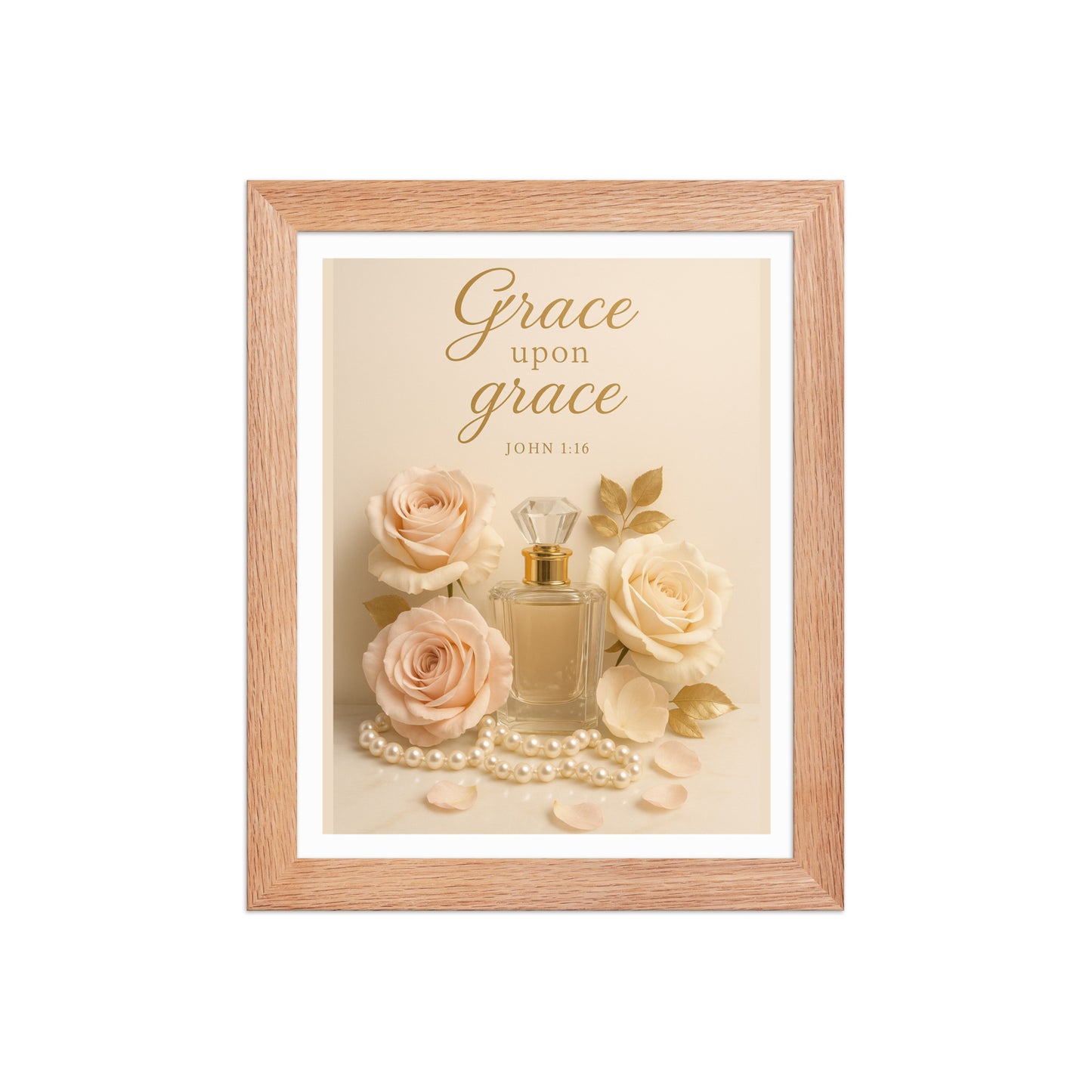 Scent of Grace – Feminine Christian Floral Framed Wall Art | Black or Red Oak Frame - Kross Krown