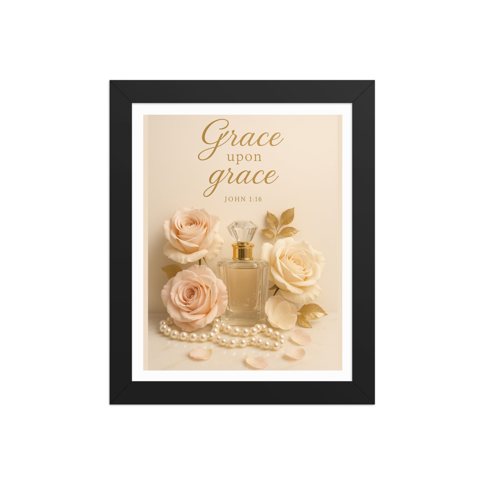 Scent of Grace – Feminine Christian Floral Framed Wall Art | Black or Red Oak Frame - Kross Krown